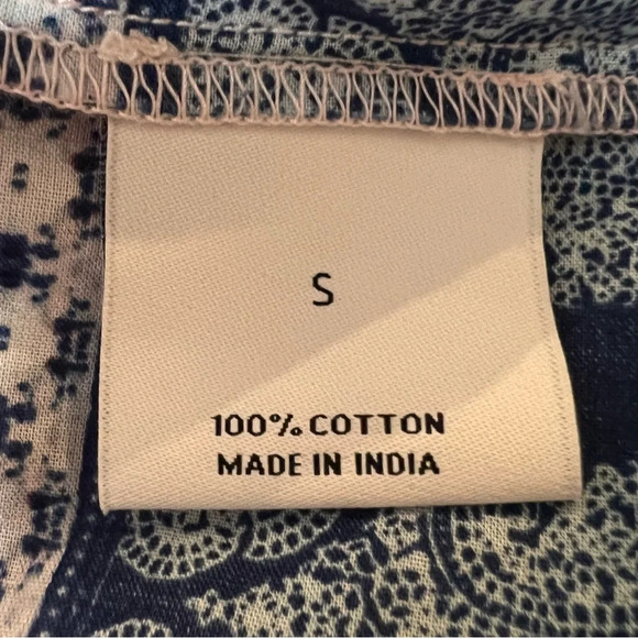 Van Winkle & Co. Peach & Blue Spaghetti Strap Cotton Dress. Size Small. - Picture 10 of 11